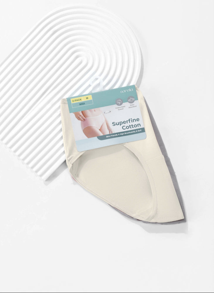 Superfine Cotton 2 in 1 Pack Midi Panty