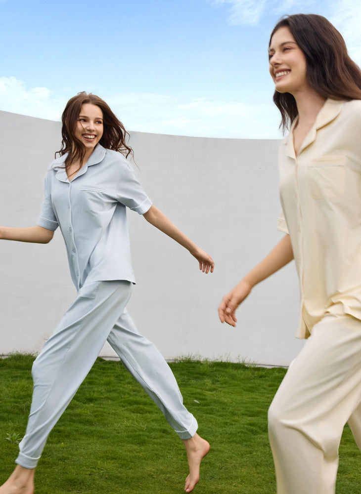 Classic Serenity 2 Short Sleeves Top & Long Pants Pajamas Set