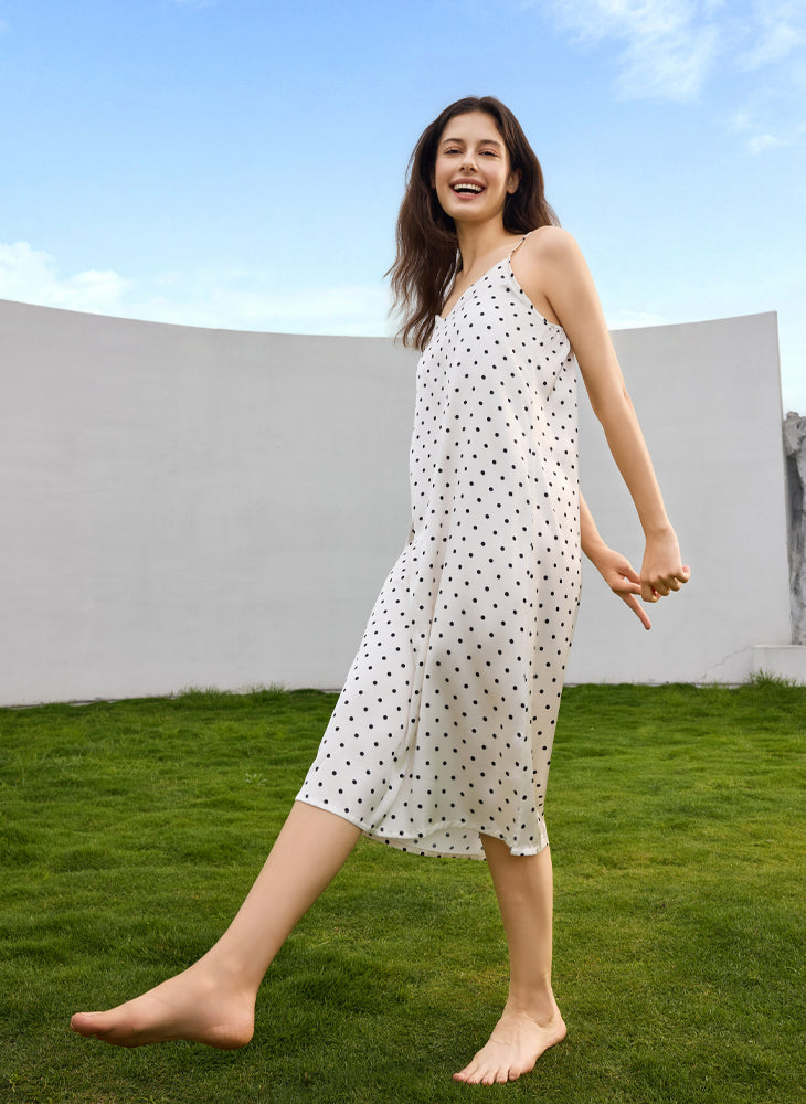 Polka Charm Sleepwear Cami Midi Dress (Clearance)