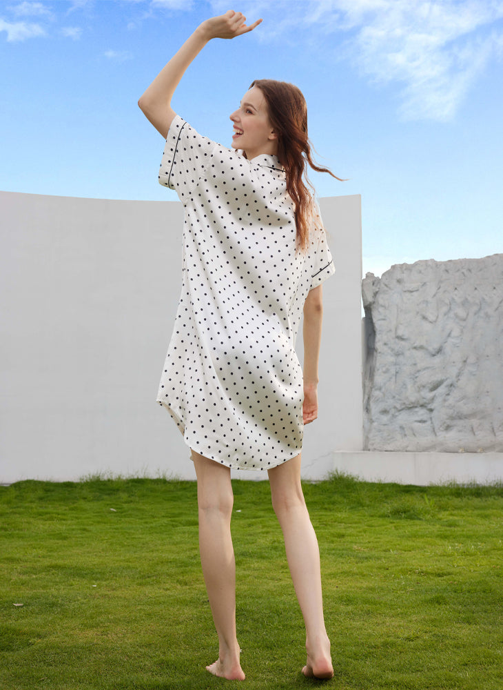 Polka Charm Sleepwear Short Sleeves Dress (Clearance)