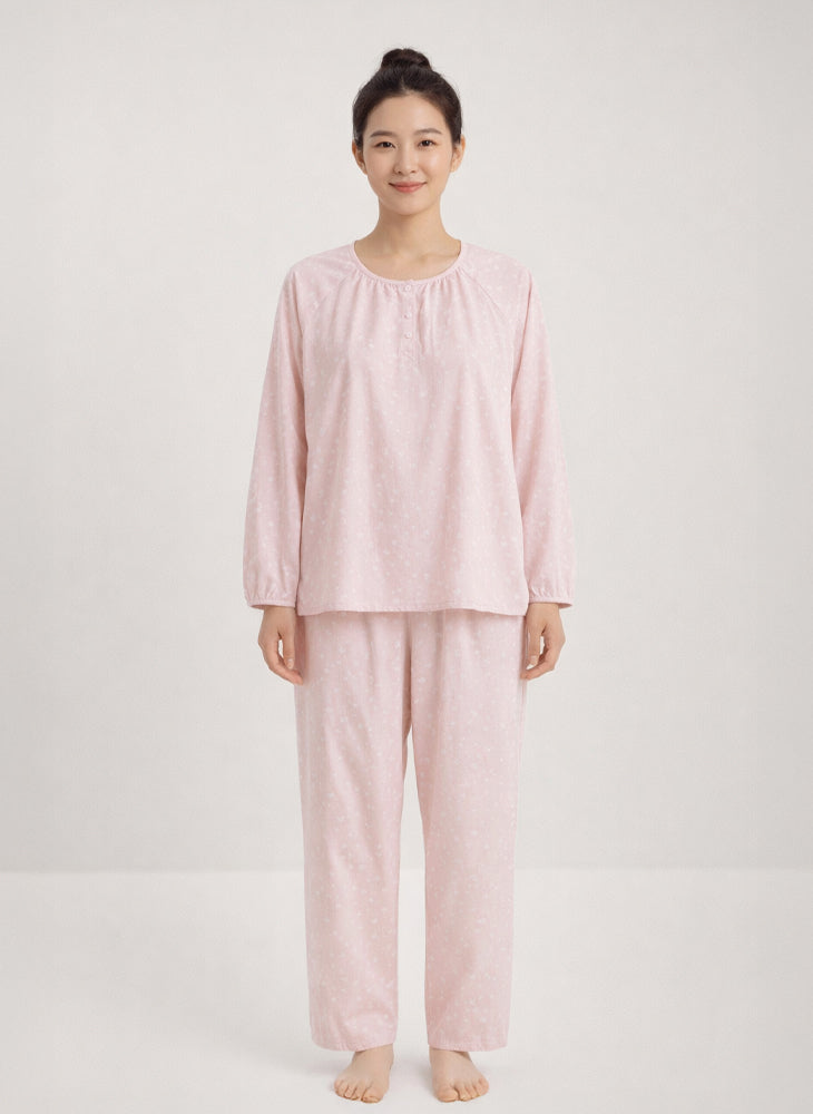 Cloud Woven Long Sleeves Top & Long Pants PJ Set