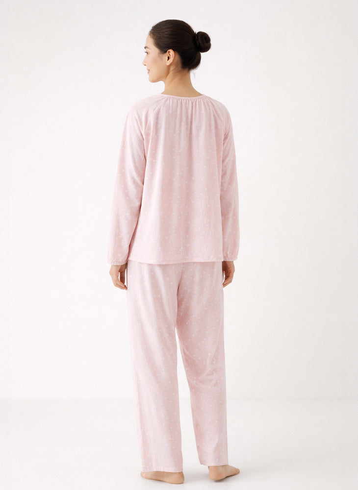 Cloud Woven Long Sleeves Top & Long Pants PJ Set