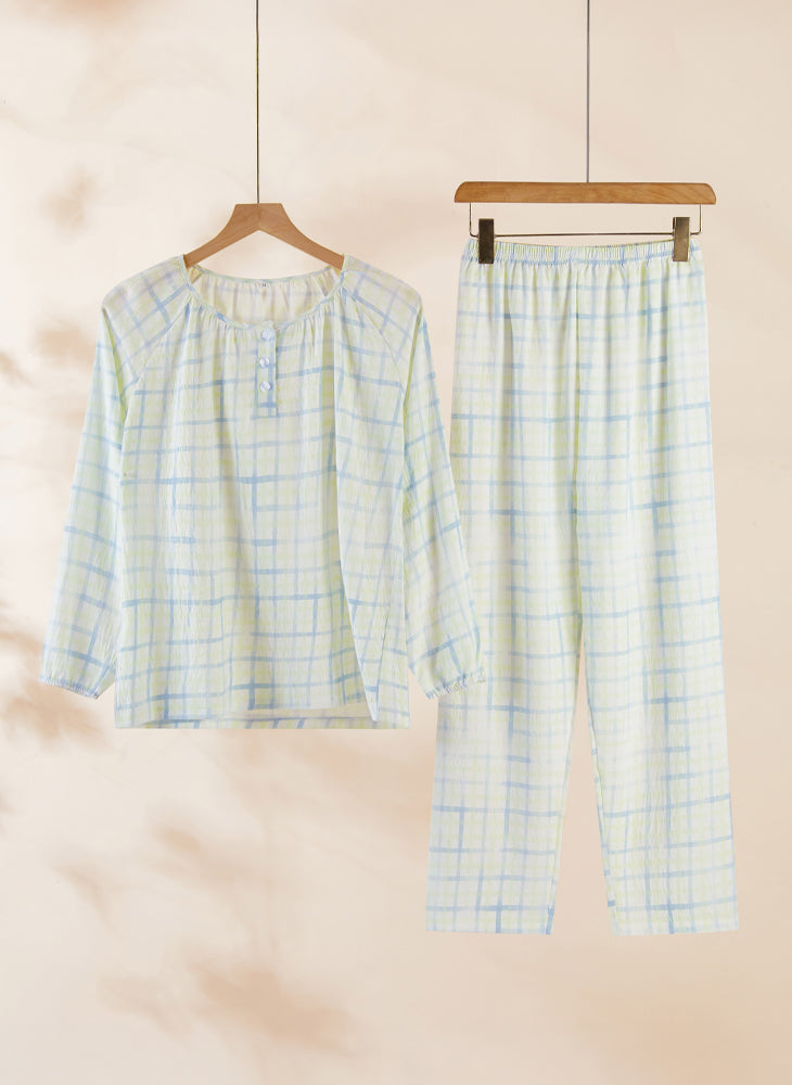 Cloud Woven Long Sleeves Top & Long Pants PJ Set