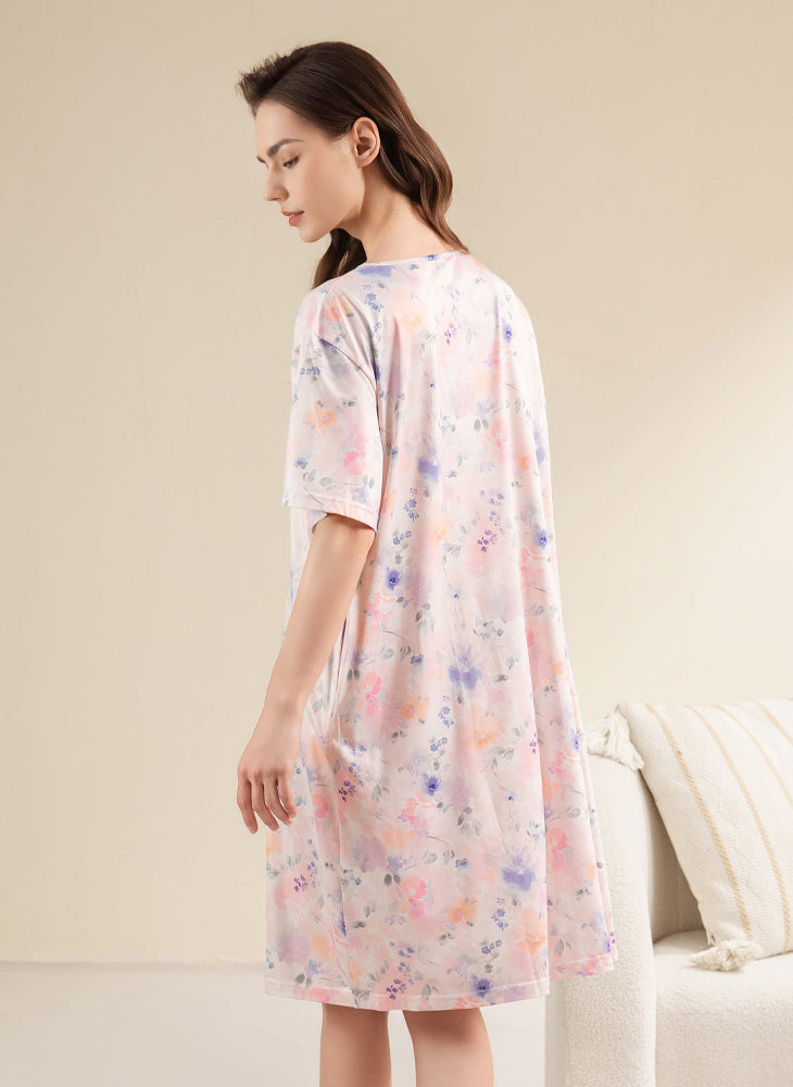 Radiant Blooms Shorts Sleeve Dress