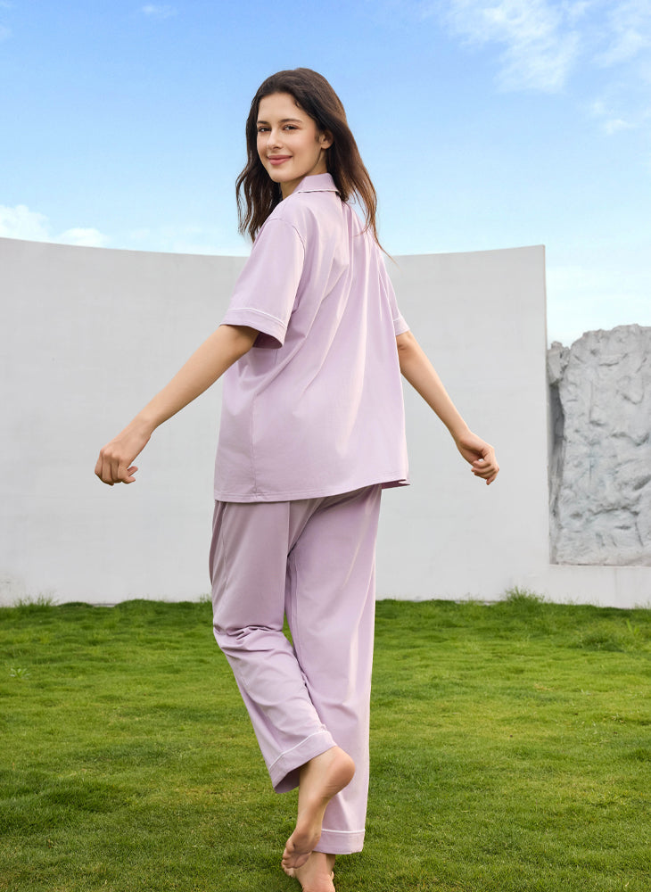 Classic Serenity 2 Short Sleeves Top & Long Pants Pajamas Set