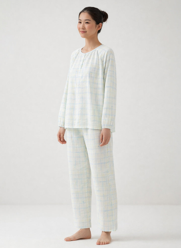 Cloud Woven Long Sleeves Top & Long Pants PJ Set