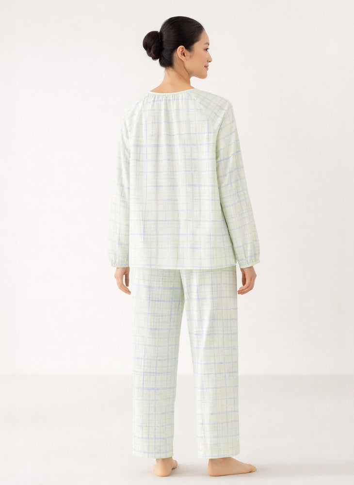 Cloud Woven Long Sleeves Top & Long Pants PJ Set